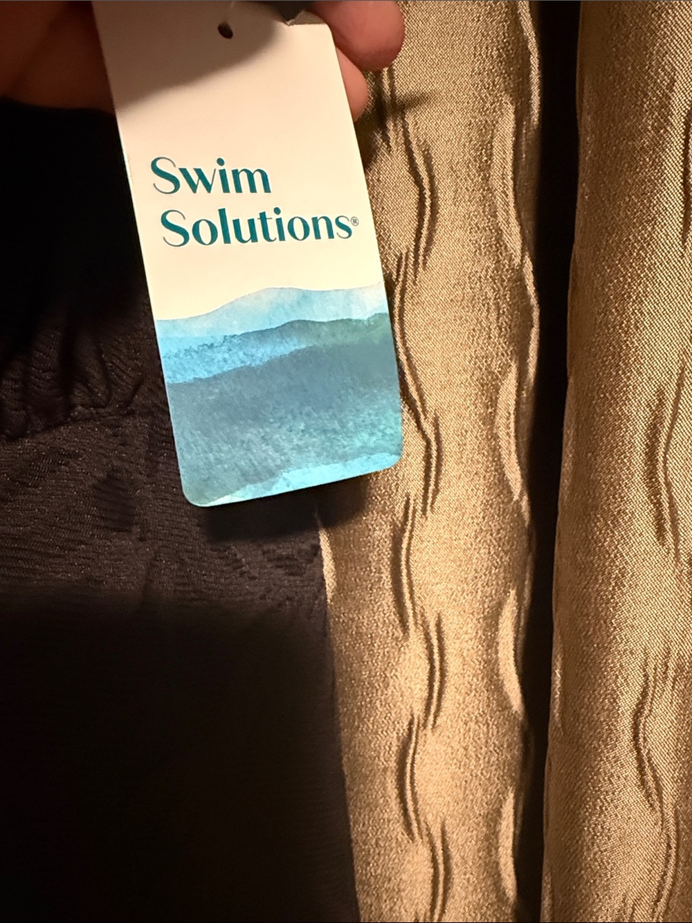 Swim Solutions Black Textured Leaf-Print Tankini Dress 20W - Picture 3 of 6